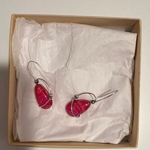 Elegant dark pink glass  Earrings